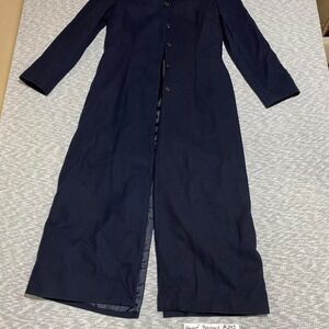Harvé Bernard navy blue full-length button-up trench coat women 8 . SKU-A242